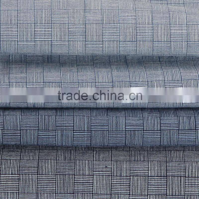 Indigo Dyeing Woven Slub Checked Fabric
