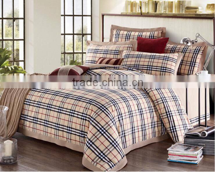 Hot sale cotton yarn dyed mercerized checked bed sheet , quilt , bedding sets