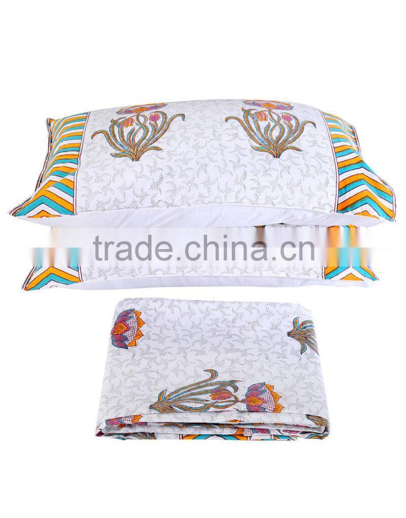 Indian Hand Block Printed Bed Sheet Wholesale Home Textile Cotton Fabric Bedsheet