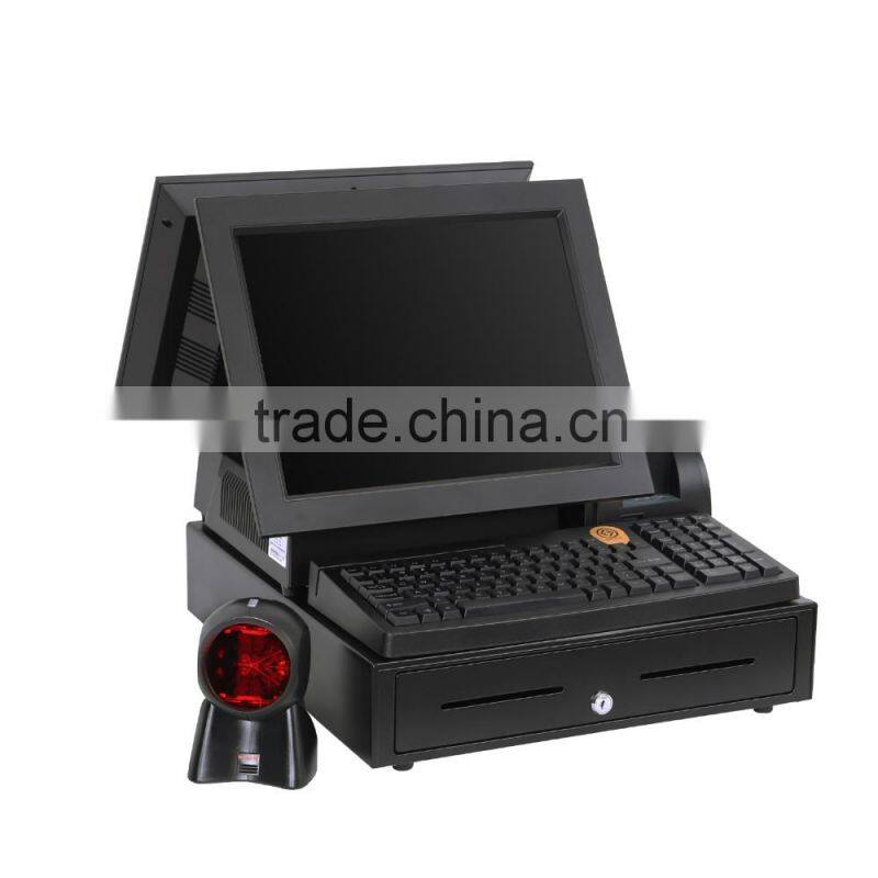 A set of supermarket pos system with big memory touch point of sale 2 in 1 computer