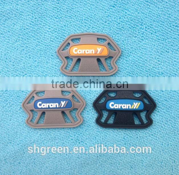 Soft company name rubber patch with sewing on