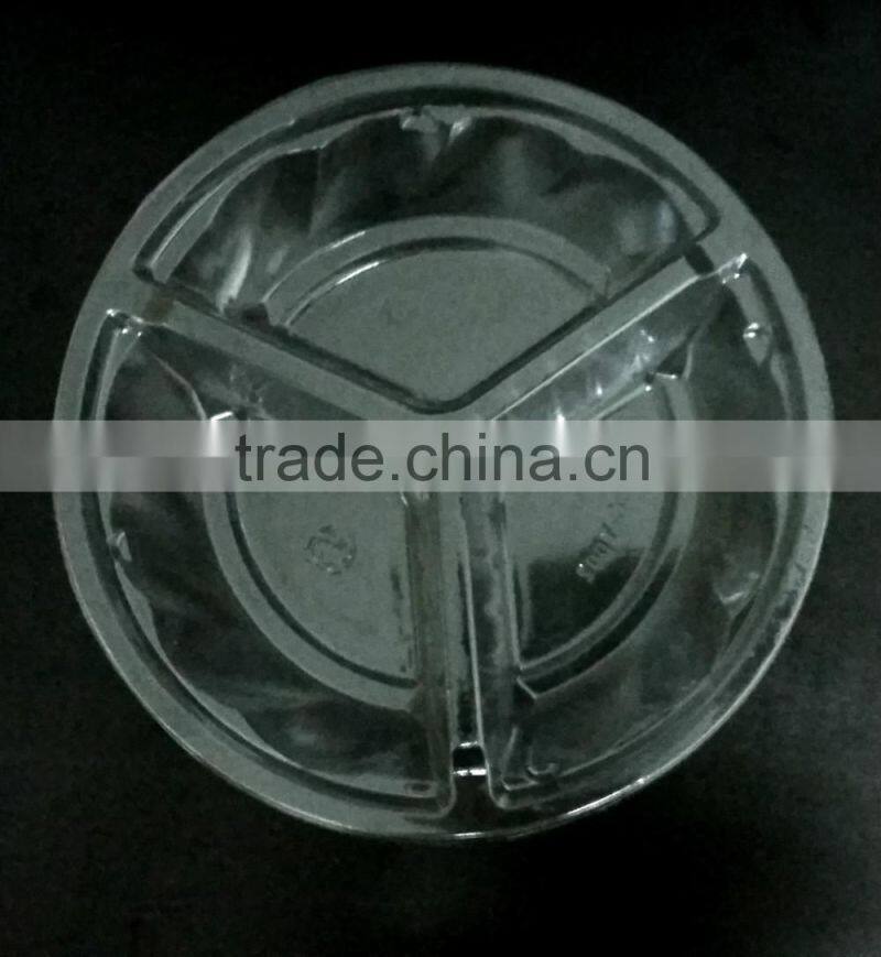 High quality take-away food container with lid 3 compartment