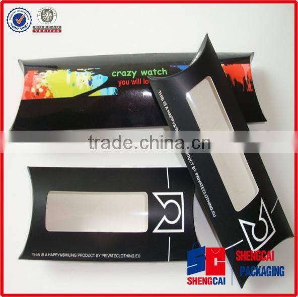 New design paper box with window custom paper pillow box with logo print small pillow box