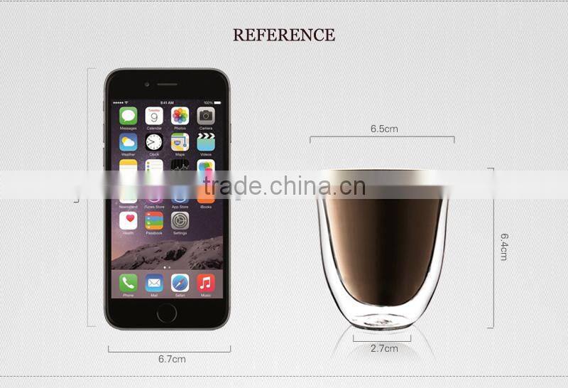wholesale 80ml double wall glass cup handmade heat resistant glassware N6073