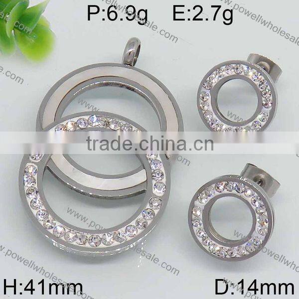 Fashion round shape diamond jewelry set steel color jewelry set china wholesale