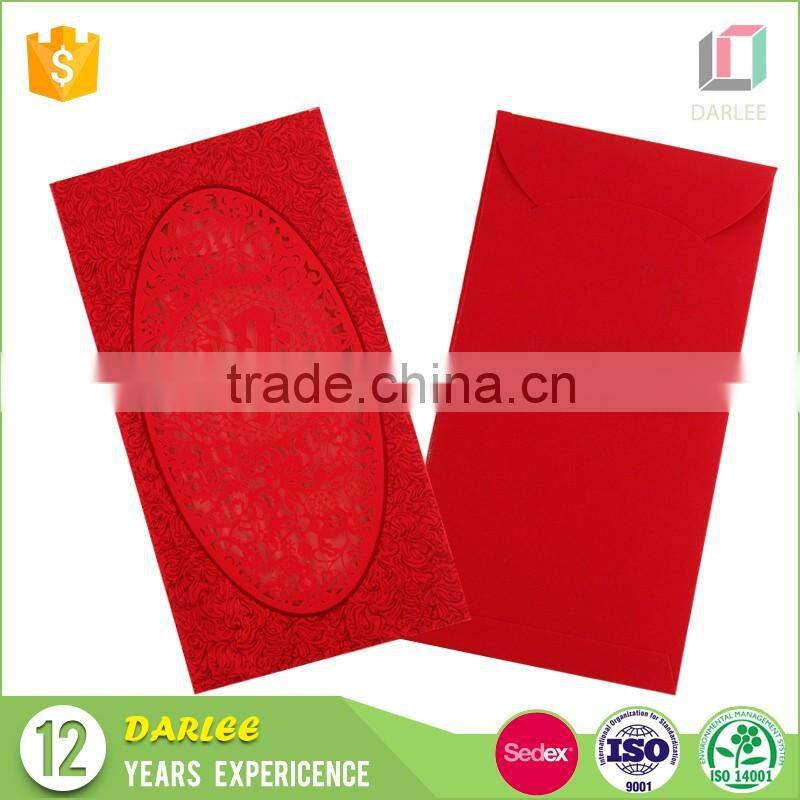 2016 newest design unique red packet custom laser cut paper printing red envelope