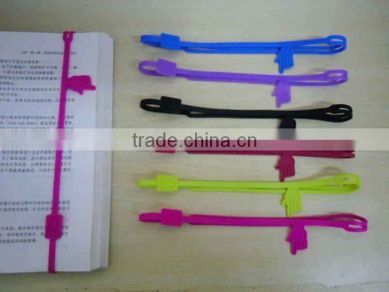 hot sale elastic band 3d silicone finger bookmark