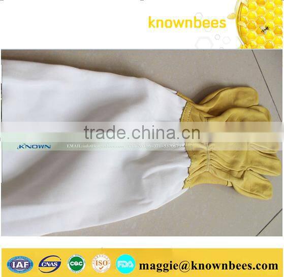 Wholesale various high quality beekeeping gloves/White sheepskin & White cloth