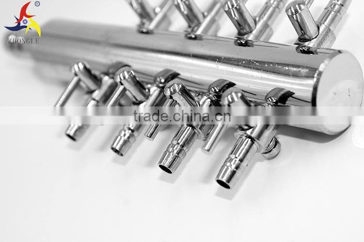 New design 8 mm inlet diameter one way in 8 way out metal air control valve