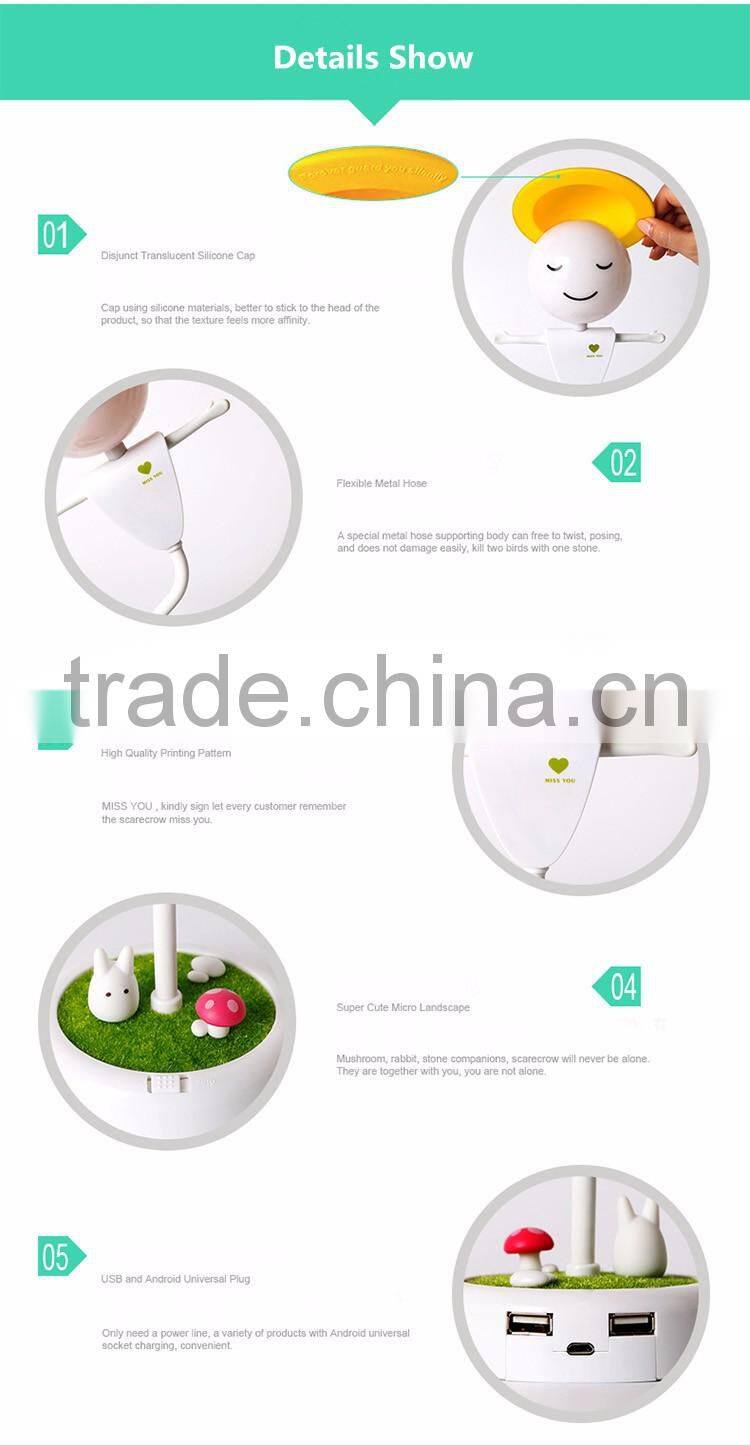 3D Scarecrow Kid's Night Light with Power Bank USB Rechargeable LED Table Lamp