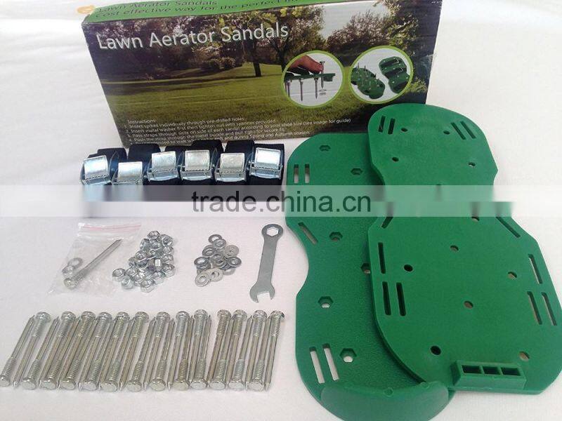Lawn Aerator Shoes w/Metal Buckles and 3 Straps Lawn Aerator Sandals, Turf Aerating Shoes