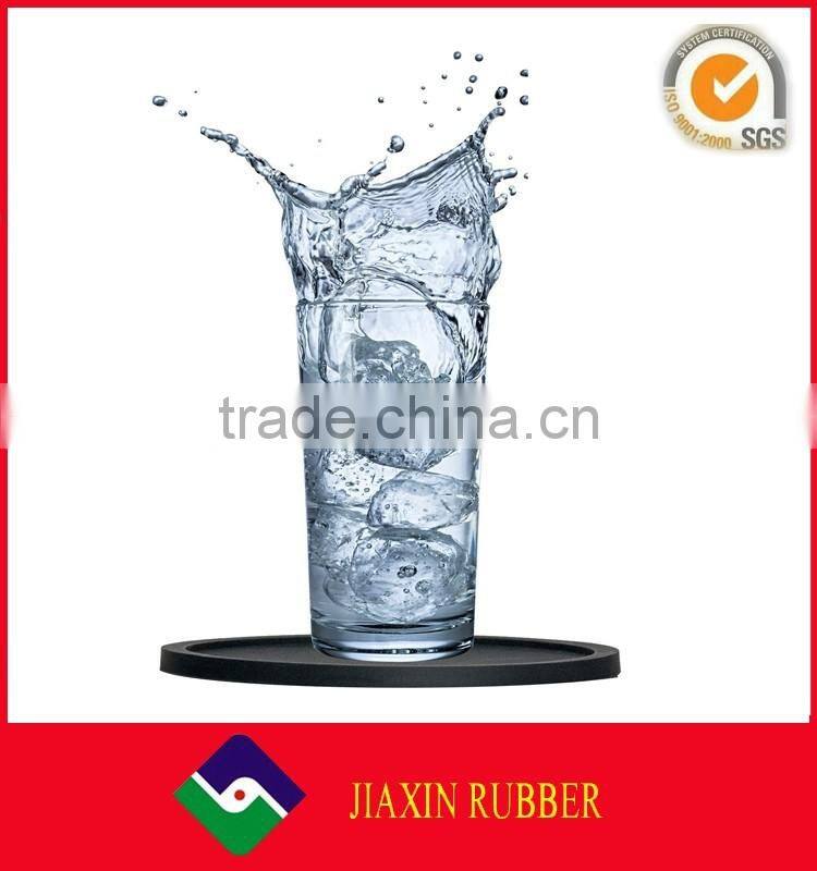 Durable round shape silicone coaster black silicone rubber drink coasters cup mats 10 cm