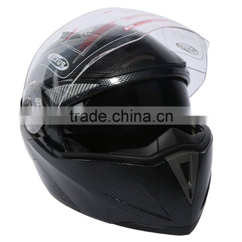 DOT Carbon Modular Dual-Visor Flip Up Sun Motorcycle Full Face Helmet S M L XL