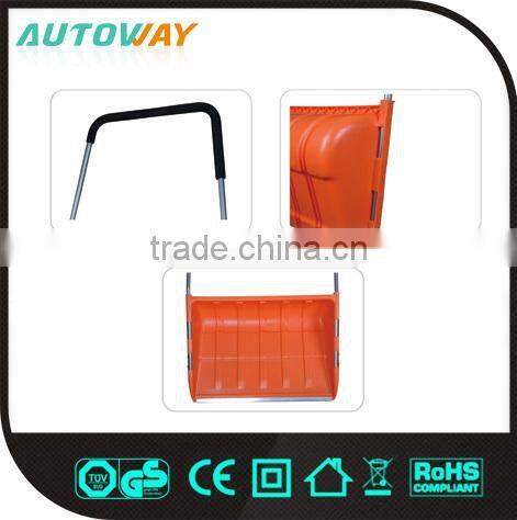 red plastic snow shovel, push snow shovel