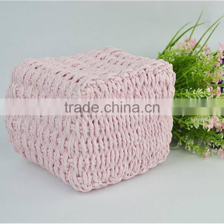 Sweety pink color hand woven mini hanging baskets for gifts