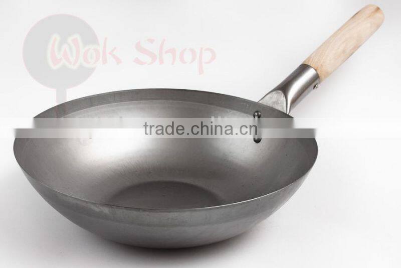 Signle Wooden Handle Chinese Pan Carbon Steel Material Wok