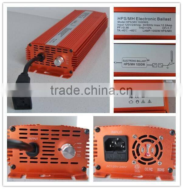 250W 400W 600W 1000w hydroponic digital ballast/dimmable HPS/MH lamp electronic ballast