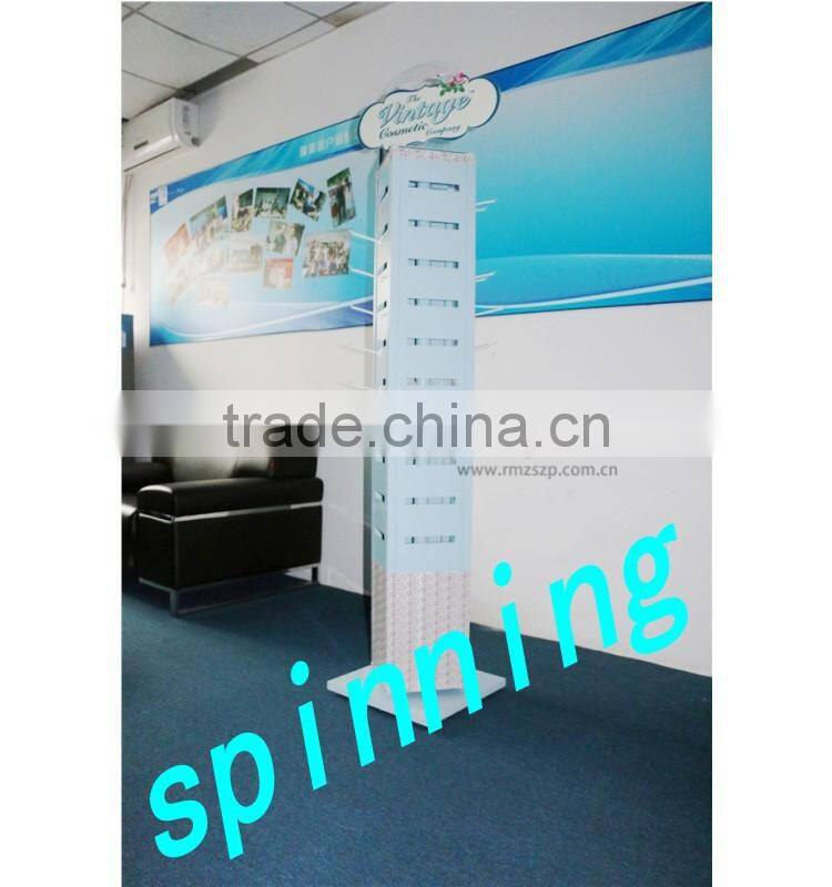 Spinning 4-side multi-tier metal trough plates hook shelfs