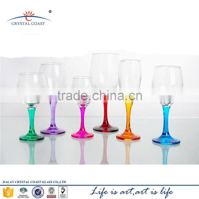 Promotional handmade ballon wine glass with painting colored stem