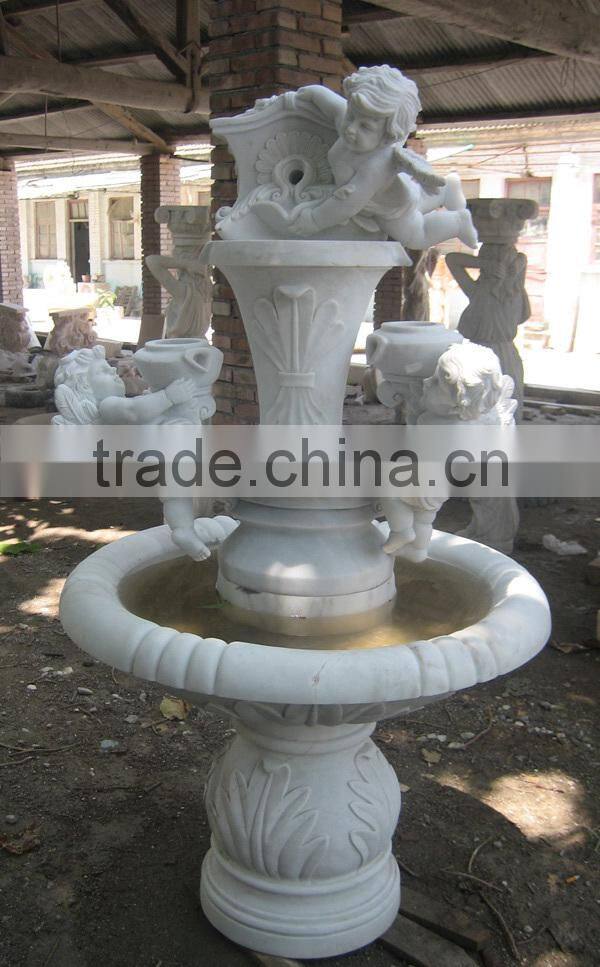 Angel Carved Stone Fountain for Outdoor