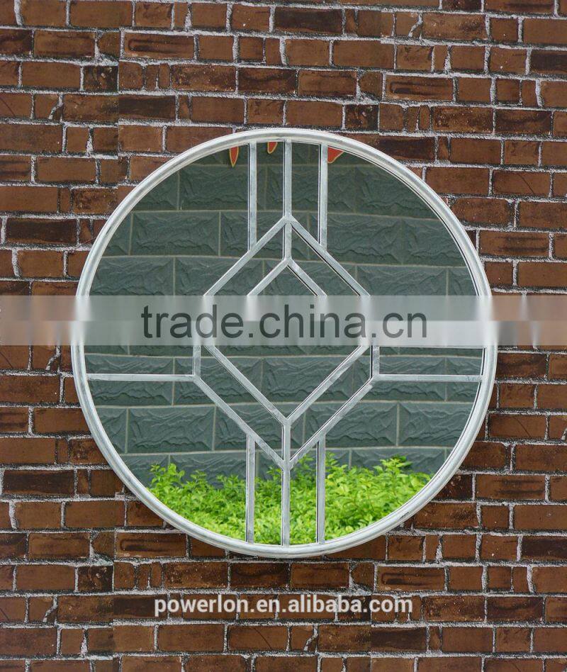 Antique Iron Frame Garden Round Wall Mirror