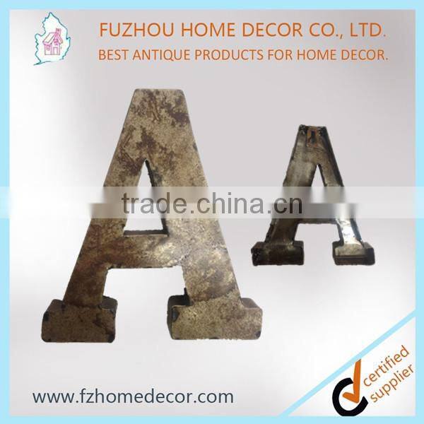 Vintage invitation metal letters with natural rust colors