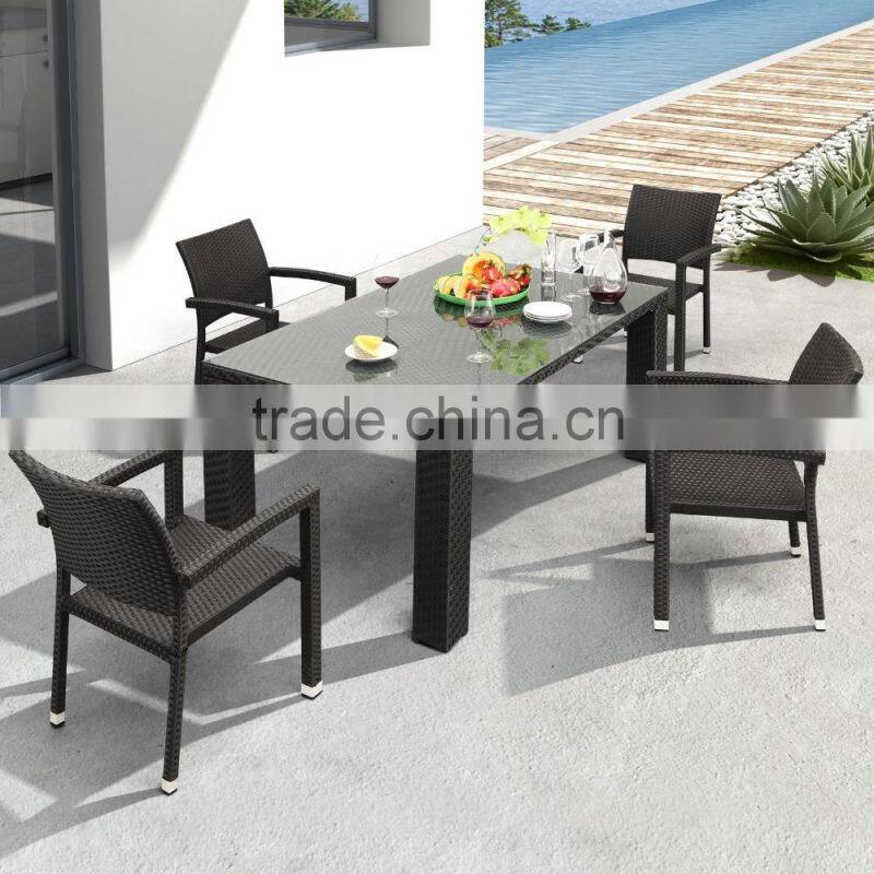 2017 Trade Assurance Most Popular Wholesale outdoor Aluminium frame black rattan 5 pcs table set designs