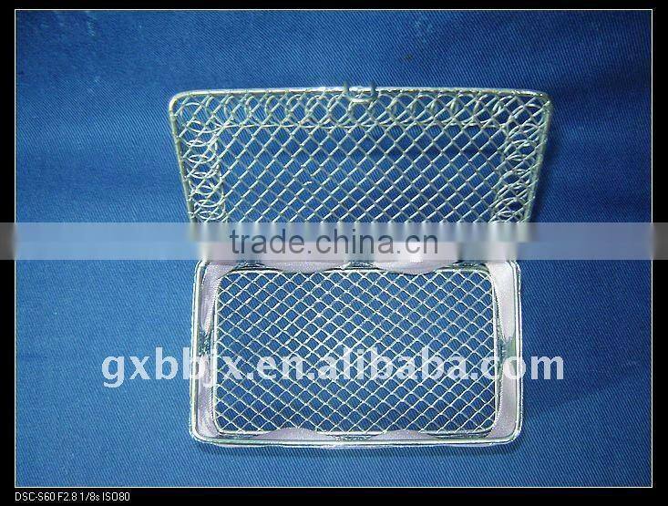 Silver rectangle wire decorative with purple coloured ribbon storage chinese new year gift