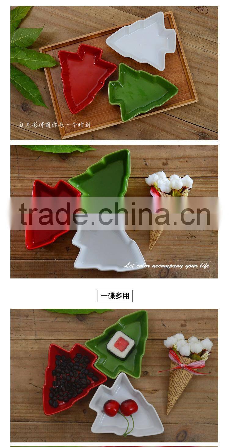 Foreign trade Christmas tree small ceramic dish ,sauce dish creative dish snack dish