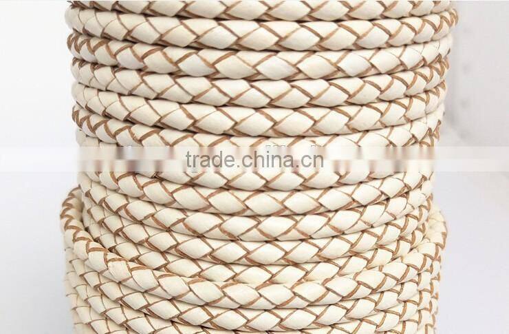 colorful real leather handmade weave lanyard / round leather rope