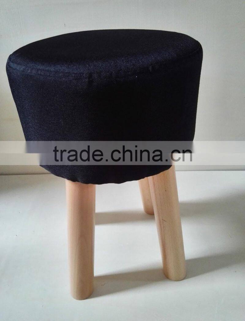 living room furniture padded round stool ottoman wooden pouf