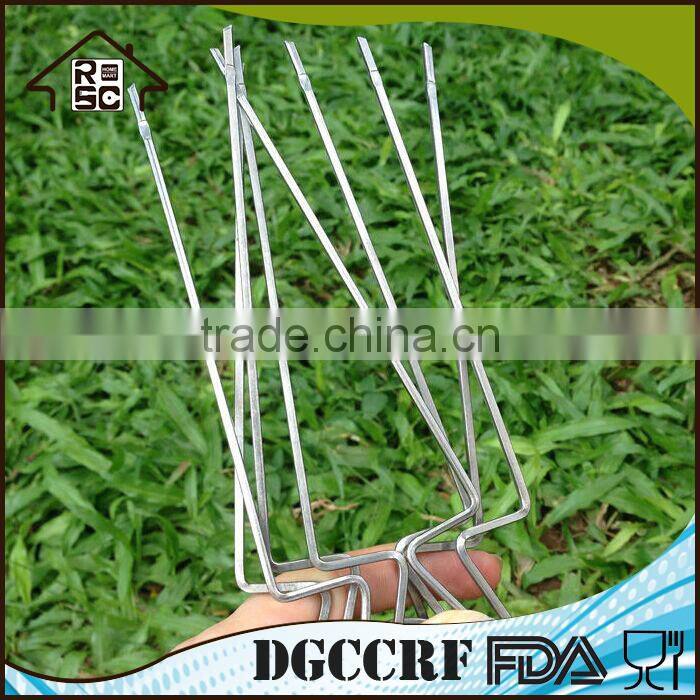 Free sample double raft stainless steel bbq skewers set of 4, vegetable bbq skewers kabobs, chinese bbq skewers for sale