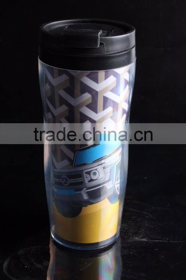Plastic Paper Insert Coffee Thermos Travel Mug 12Oz