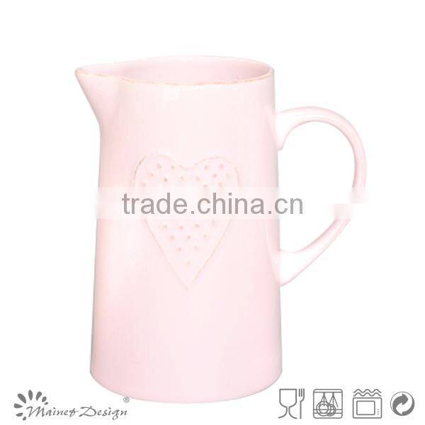 Delicate Emboss Crockery Stoneware Houseware heart pattern Pitcher