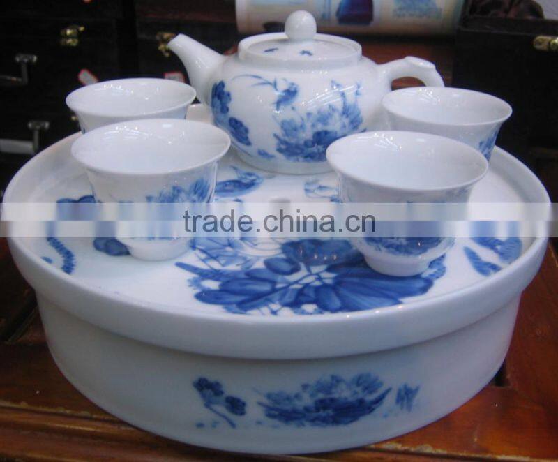 Elegance design hand painted blue and white porcelain ceramic tea for one set wholesale made in China