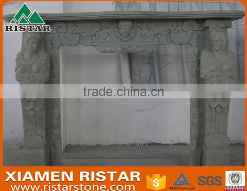 High quality natural black marble fireplace surround mantel RST-FP-K016