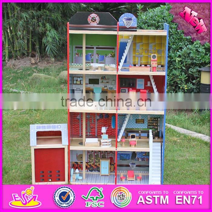 2016 Hot sale baby wooden model doll house,pretend toy kids wooden model doll house W06A138
