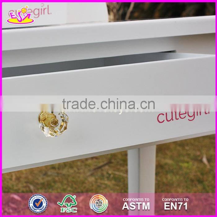 2017 New design youth bedroom white solid wooden dressing table chair W08H072