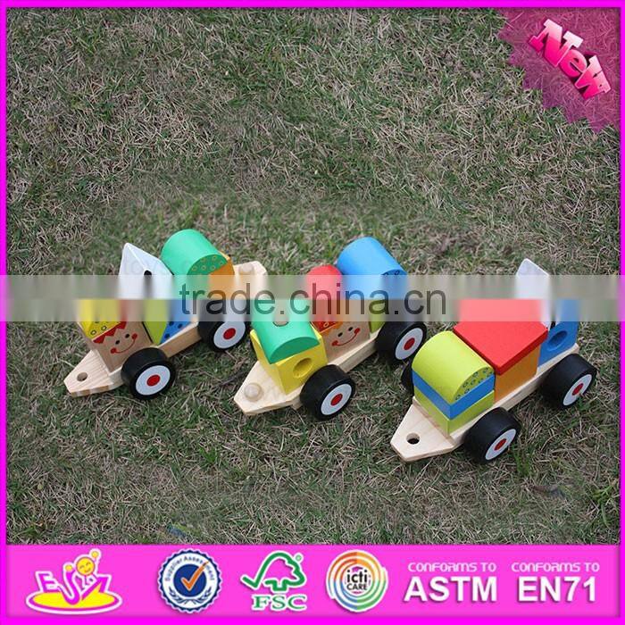 2016 new products kids wooden building blocks train set W04A265