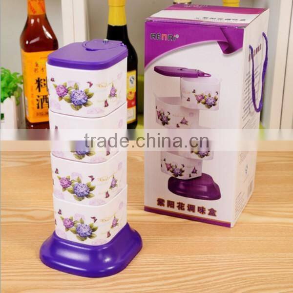 Home Kitchen Rotating Plastic Spice Sugar Flavor Seasoning Container Box Y