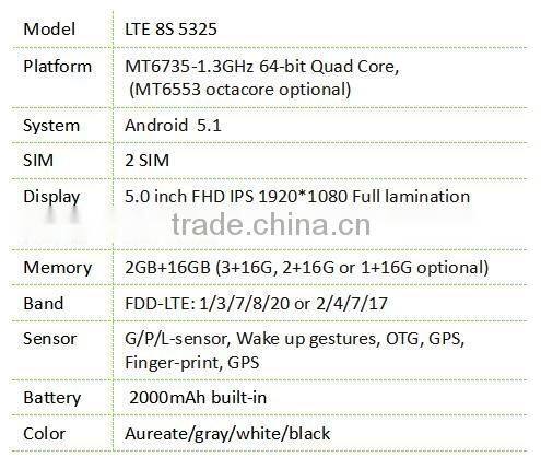 8S mobile 4G LTE8S5325 5.0" cell phone