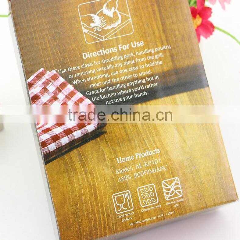 Best Seller FDA And BPA Free Pulled Pork Accessories BBQ Tools Meat Claw With Colorful Box