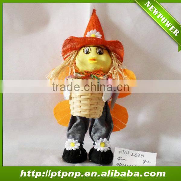 Harwest rabbit scarecrow with bamboo pot