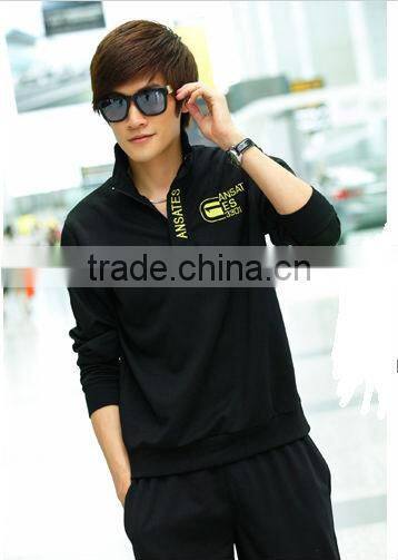 High Quality Custom Men's black Plain Cotton Tracksuit with printing