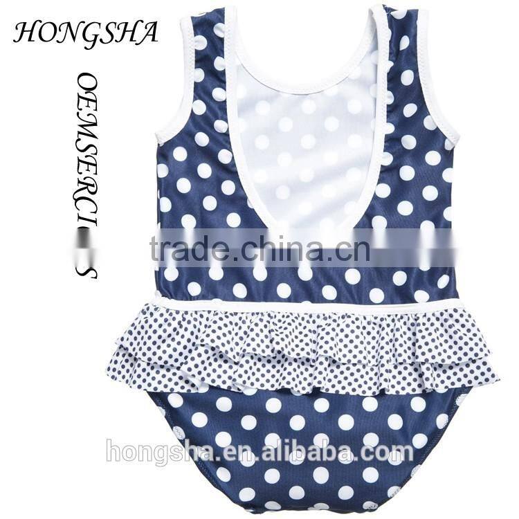 Girls Blue & White Spotty Swimsuit with Ruffles One Piece Swimsuit For Girls HSb7073