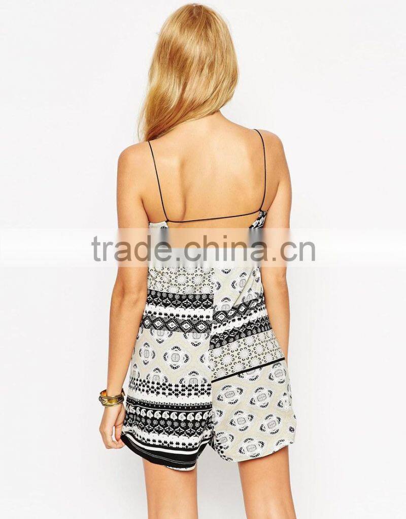 2015 fashionable hot sale OEM customized Adult Romper with Kimono Sleeve in Floral Print