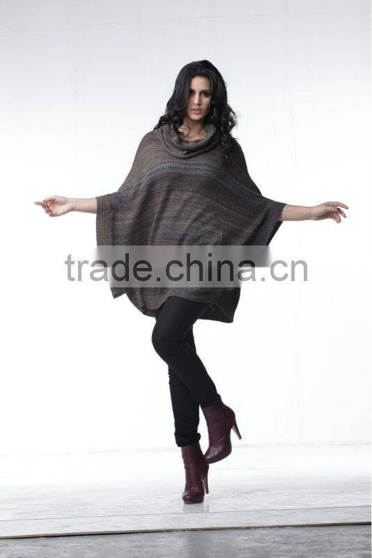 2013 Ladies Newest Design Brown Loose Short-sleeve Sweater