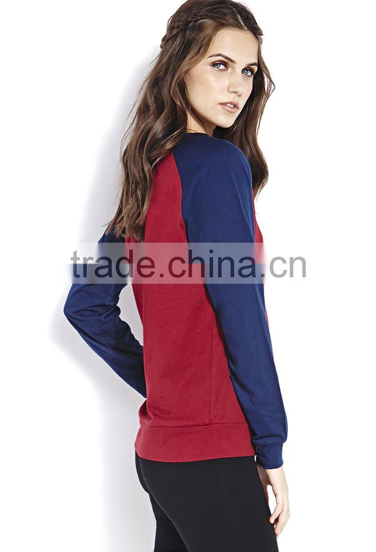 Guangzhou manufacturer OEM raglan sleeve plain sweatshirts women clothing