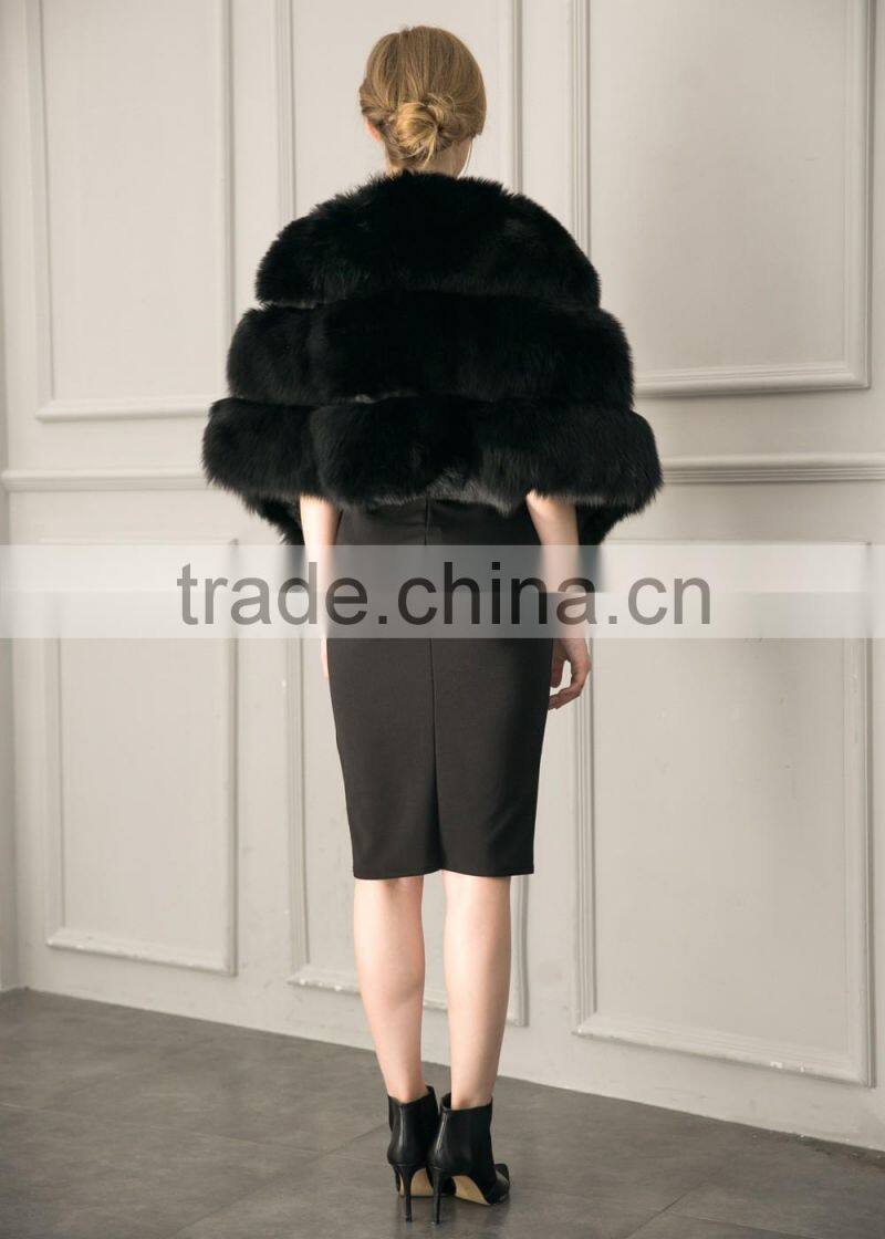 2016 new product high-grade luxury fashion faux fur shawl coat woman cape