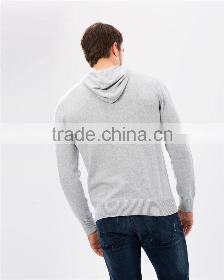 Men's plain grey 100% polyester hooded sweatshirt